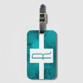 Aquamarines, gespecktes Monogramm Gepäckanhänger (Vorderseite Vertikal)