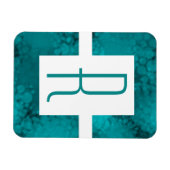 Aquamarines, gespecktes Monogramm Magnet (Horizontal)