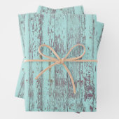 Aquamarines, gestörtes Rustikales Holz Geschenkpapier Set (Beispiel)