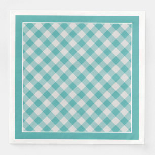 Aquamarines Gingham Karo-Muster für Jeden Anlass Serviette