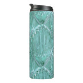 Aquamarines Glas abstrakte Kunstform Thermosbecher (Nach rechts gedreht)