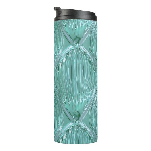 Aquamarines Glas abstrakte Kunstform Thermosbecher (Nach rechts gedreht)