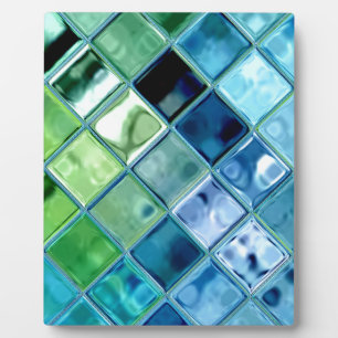 Aquamarines Glas Mosaik Tile Art Fotoplatte