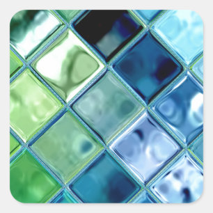 Aquamarines Glas Mosaik Tile Art Quadratischer Aufkleber
