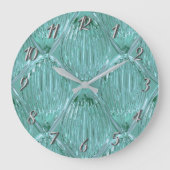 Aquamarines Glasmuster abstrakt Große Wanduhr (Vorderseite)