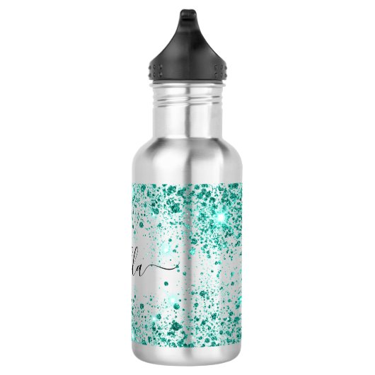 Aquamarines Glitzer-Skriptorin Edelstahlflasche (Rechts)