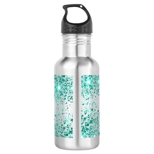 Aquamarines Glitzer-Skriptorin Edelstahlflasche (Rückseite)
