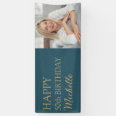 Aquamarines Gold 50. Geburtstag jedes Foto Banner (Vertikal)