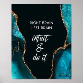 Aquamarines Gold Agate BossLady Regeln Motivierend Poster