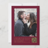 Aquamarines Gold Agate Burgundy Foto QR Code Hochz Einladung (Rückseite)
