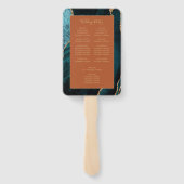 Aquamarines Gold Agate Burnt Orange Hochzeitsprogr Fächer (Rückseite)