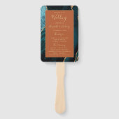 Aquamarines Gold Agate Burnt Orange Hochzeitsprogr Fächer (Vorderseite)