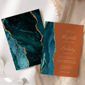 Aquamarines Gold Agate Burnt Orange Rust Wedding Einladung
