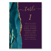 Aquamarines Gold Agate Lila Wedding Tischnummer (Vorderseite)