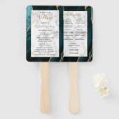 Aquamarines Gold Agate Marble Wedding Programm Fächer (Vorne und Hinten)