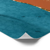 Aquamarines Gold Agate Rust 12-Tisch Hochzeitssitz Poster (Ecke)