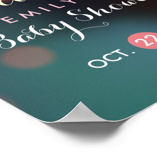 Aquamarines Gold Bokeh Lights Baby Dusche Begrüßun Poster (Ecke)