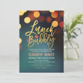 Aquamarines Gold Bokeh Lights Mittagessen Bubbly B Einladung (Stehend Vorderseite)