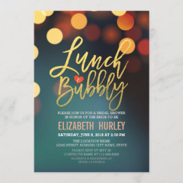 Aquamarines Gold Bokeh Lights Mittagessen Bubbly B Einladung