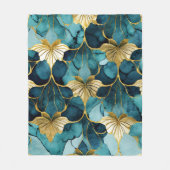 Aquamarines Gold der japanischen Flora Fleecedecke (Vorderseite)