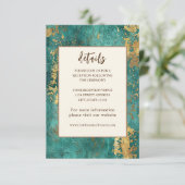 Aquamarines Gold Elegante Abstrakte Hochzeit Begleitkarte (Stehend Vorderseite)