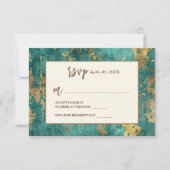 Aquamarines Gold Elegante Abstrakte Hochzeit RSVP Karte (Vorderseite)