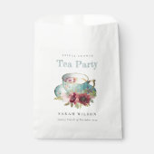 Aquamarines Gold Floral Teacup Brautparty Teezerem Geschenktütchen (Vorderseite)