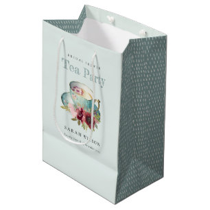 Aquamarines Gold Floral Teacup Brautparty Teezerem Mittlere Geschenktüte