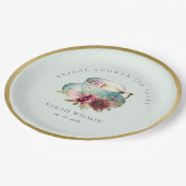 Aquamarines Gold Floral Teacup Brautparty Teezerem Pappteller (Schrägansicht)