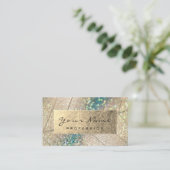 Aquamarines Gold Foil Botanical Beauty Studio Visitenkarte (Stehend Vorderseite)