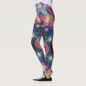 Aquamarines Gold gegen eine tiefe Hintergrundgalax Leggings (Links)