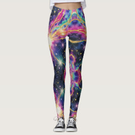 Aquamarines Gold gegen eine tiefe Hintergrundgalax Leggings