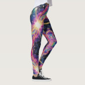 Aquamarines Gold gegen eine tiefe Hintergrundgalax Leggings (Rechts)