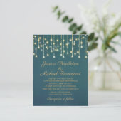 Aquamarines Gold Glitzer String Fairy Light Weddin Einladung (Stehend Vorderseite)