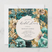 Aquamarines Gold Luxury Floral Brautparty (Vorderseite)