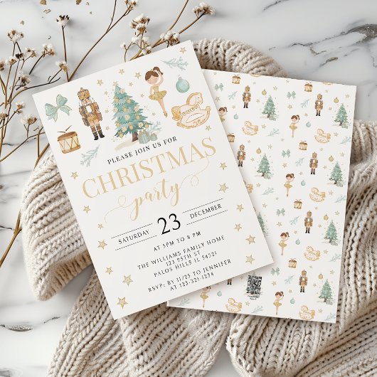 Aquamarines Gold Nutcracker Ballet Weihnachtsfest Feiertagskarte