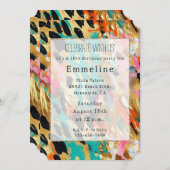 Aquamarines Gold Pink Leopard Paint Einladung (Vorne/Hinten)