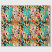 Aquamarines Gold Pink Leopard Paint Geschenkpapier (Flach)