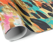 Aquamarines Gold Pink Leopard Paint Geschenkpapier (Rolleneckpunkt)