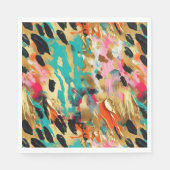 Aquamarines Gold Pink Leopard Paint Serviette (Vorderseite)