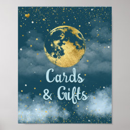 Aquamarines Gold über dem Mond und Sternen Baby Du Poster