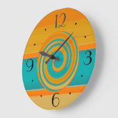 Aquamarines Gold und Orange >Simplistic Kitucks Große Wanduhr (Winkel)