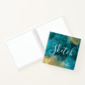 Aquamarines Gold Watercolor Script - Ihr Name Sket Notizblock (Innenseite)