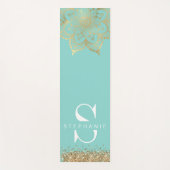 aquamarines Gold Zen Mandala Monogramm Yogamatte (Vorderseite)