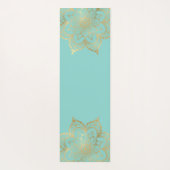 aquamarines Gold Zen Mandala Monogramm Yogamatte (Rückseite)