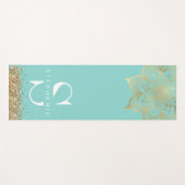 aquamarines Gold Zen Mandala Monogramm Yogamatte (Vorderseite (Horizontal))