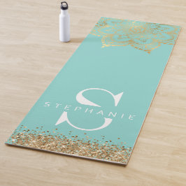 aquamarines Gold Zen Mandala Monogramm Yogamatte
