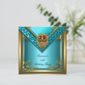 Aquamarines Goldenes Schmuckstück Elite Elegante G Einladung (Stehend Vorderseite)