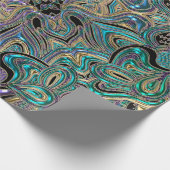 Aquamarines Goldlila schwarzer Mandala Geschenkpapier (Ecke)