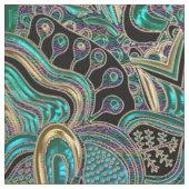 Aquamarines Goldlila schwarzer Mandala Stoff (Nahaufnahme)